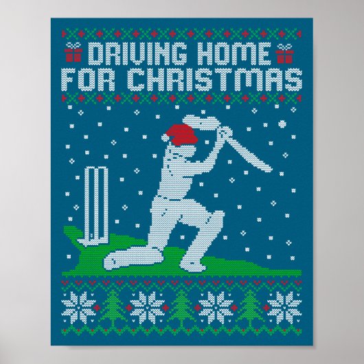 Funny Cricket Player Driving Home For Christmas Sw ポスター (正面)