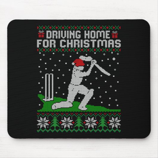 Funny Cricket Player Driving Home For Christmas Sw マウスパッド (正面)