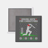 Funny Cricket Player Driving Home For Christmas Sw マグネット (正面/裏面)