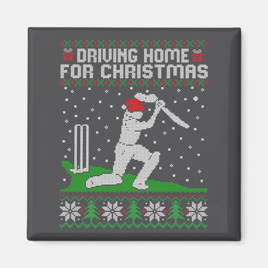 Funny Cricket Player Driving Home For Christmas Sw マグネット (正面)