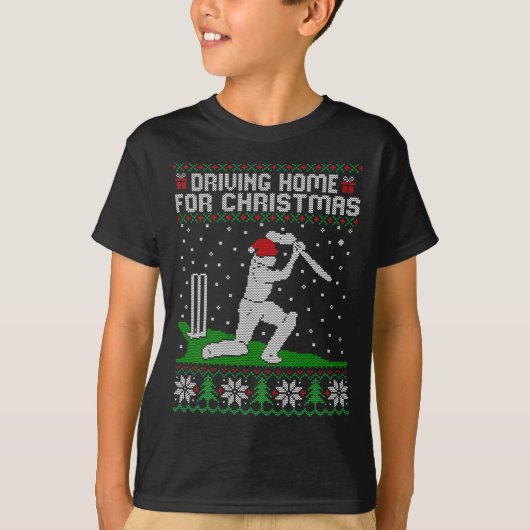 Funny Cricket Player Driving Home For Christmas Sw Tシャツ (正面)