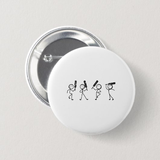 Funny Cricket Stick Figure Funny Cricket Player  缶バッジ (正面&裏面)