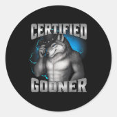 Funny Cringe Sigma Wolf Certified Gooner  ラウンドシール (正面)