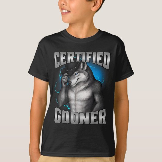 Funny Cringe Sigma Wolf Certified Gooner  Tシャツ (正面)