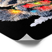 Funny Crochet Christmas Raccoon Xmas Lights Girly  ポスター (角)