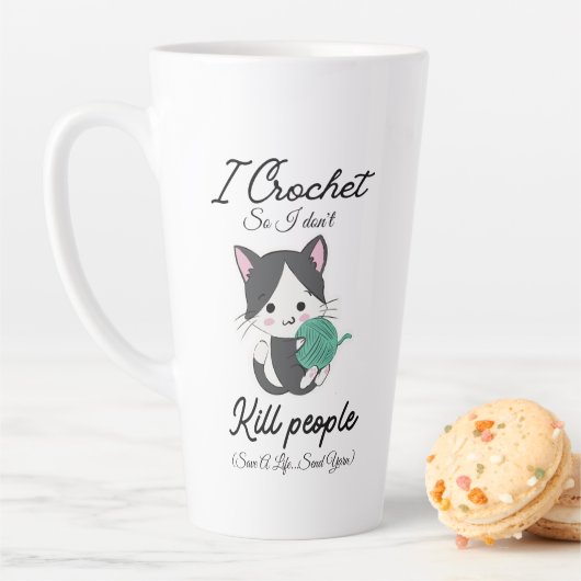 Funny Crochet Quote Yarn Lover Design カフェラテマグ (インサイチュ)
