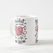 Funny Crochet Yarn Crafting Humor Knitting Tee コーヒーマグカップ (正面左)