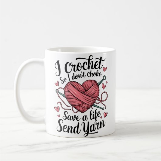 Funny Crochet Yarn Crafting Humor Knitting Tee コーヒーマグカップ (左)