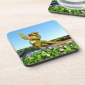 Funny Crocodile Drinking Champagne コースター (左側)