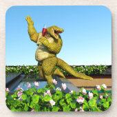 Funny Crocodile Drinking Champagne コースター (正面)