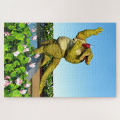 Funny Crocodile Drinking Champagne ジグソーパズル (横)