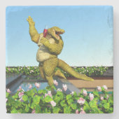 Funny Crocodile Drinking Champagne ストーンコースター (正面)