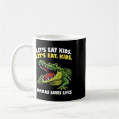 Funny Crocodile Let's Eat Commas Saves Lives Gramm コーヒーマグカップ (左)