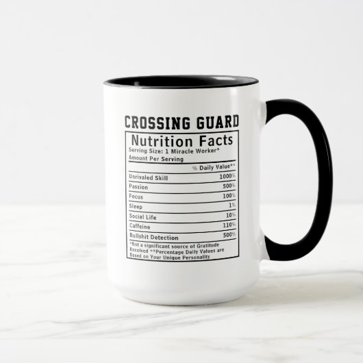 Funny Crossing Guard Nutrition Facts Staff Worker  マグカップ (右)
