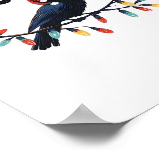 Funny Crow Christmas Classic Retro Design ポスター (角)