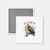 Funny Crow F-Caw-F Bird Gothic Christmas Santa Hat マグネット (正面/裏面)