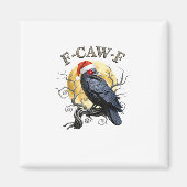 Funny Crow F-Caw-F Bird Gothic Christmas Santa Hat マグネット (正面)