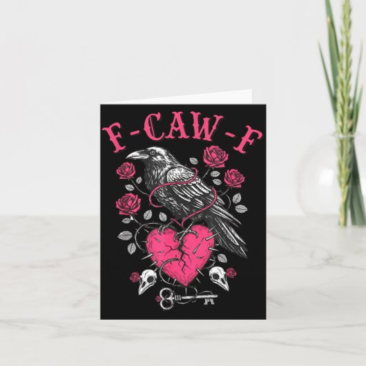 Funny Crow F-caw-f Valentines Day Black Bird Fcawf カード (正面)