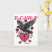 Funny Crow F-caw-f Valentines Day Black Bird Fcawf カード (黄色い花)