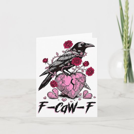 Funny Crow F-caw-f Valentines Day Black Bird Fcawf カード (正面)