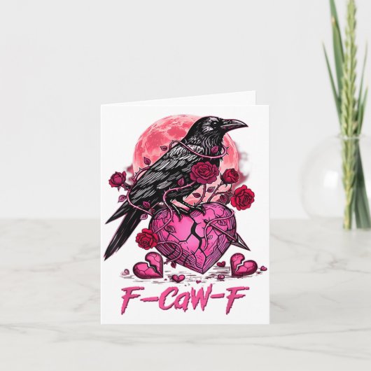 Funny Crow F-caw-f Valentines Day Black Bird Fcawf カード (正面)