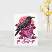 Funny Crow F-caw-f Valentines Day Black Bird Fcawf カード (黄色い花)