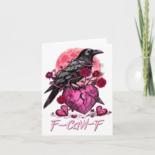 Funny Crow F-caw-f Valentines Day Black Bird Fcawf カード (正面)