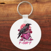 Funny Crow F-caw-f Valentines Day Black Bird Fcawf キーホルダー (正面)