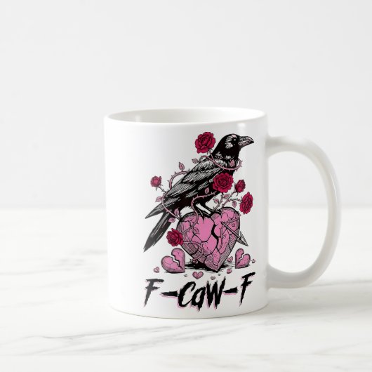 Funny Crow F-caw-f Valentines Day Black Bird Fcawf コーヒーマグカップ (右)