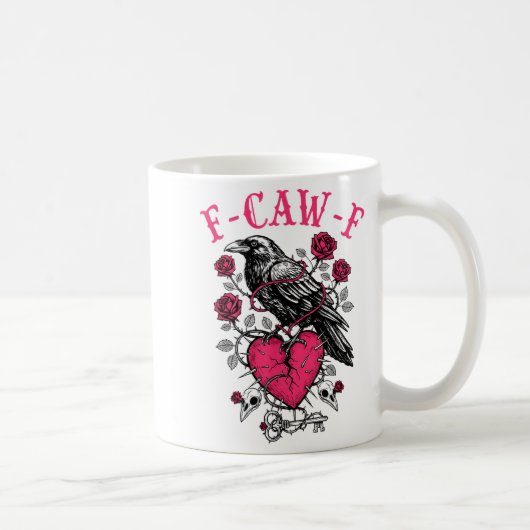 Funny Crow F-caw-f Valentines Day Black Bird Fcawf コーヒーマグカップ (右)