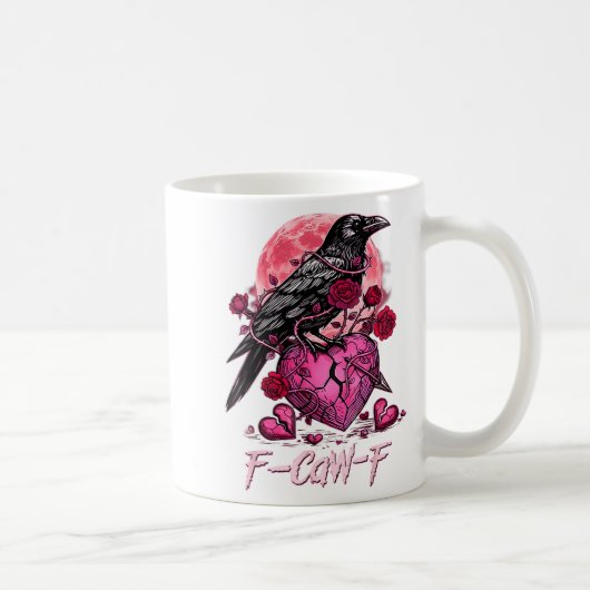 Funny Crow F-caw-f Valentines Day Black Bird Fcawf コーヒーマグカップ (右)