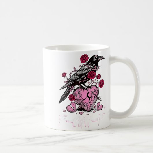 Funny Crow F-caw-f Valentines Day Black Bird Fcawf コーヒーマグカップ (右)