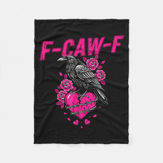 Funny Crow F-caw-f Valentines Day Black Bird Fcawf フリースブランケット (正面)