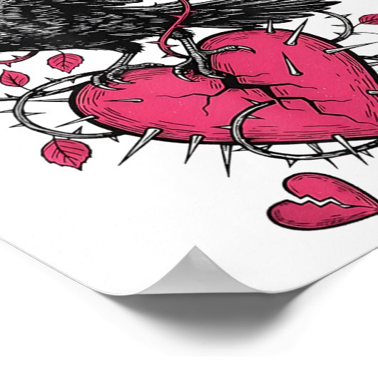 Funny Crow F-caw-f Valentines Day Black Bird Fcawf ポスター (角)