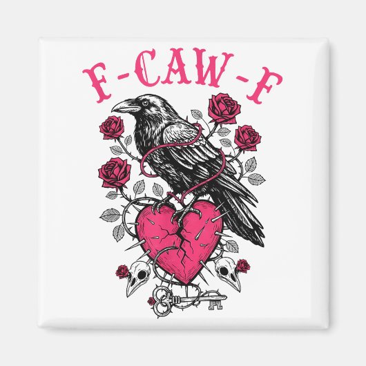 Funny Crow F-caw-f Valentines Day Black Bird Fcawf マグネット (正面)