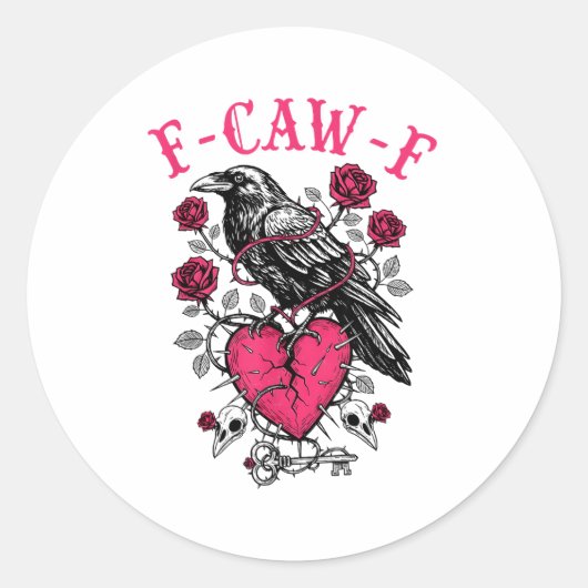 Funny Crow F-caw-f Valentines Day Black Bird Fcawf ラウンドシール (正面)