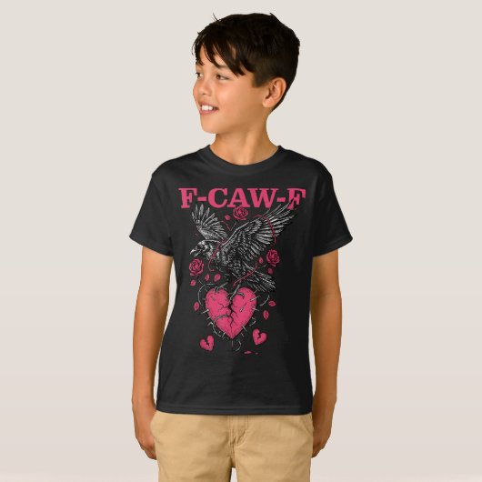 Funny Crow F-caw-f Valentines Day Black Bird Fcawf Tシャツ (正面フル)