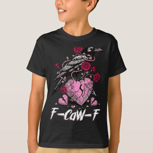 Funny Crow F-caw-f Valentines Day Black Bird Fcawf Tシャツ (正面)