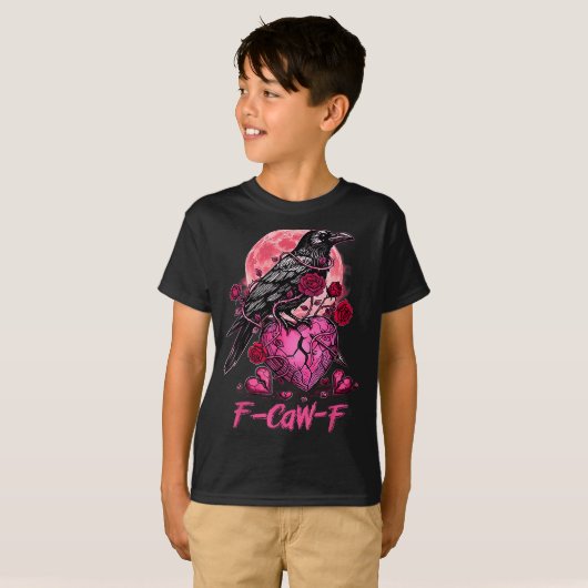 Funny Crow F-caw-f Valentines Day Black Bird Fcawf Tシャツ (正面フル)