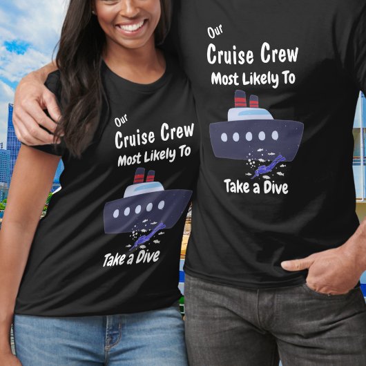 Funny Cruise Crew Dive Black Personalize Tシャツ