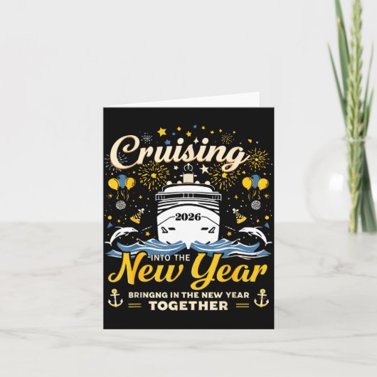 Funny Cruising Into 2026 New Year Matching Family カード (正面)