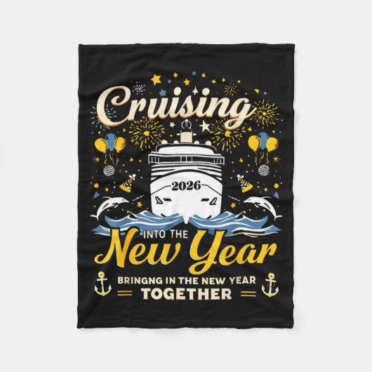 Funny Cruising Into 2026 New Year Matching Family フリースブランケット (正面)