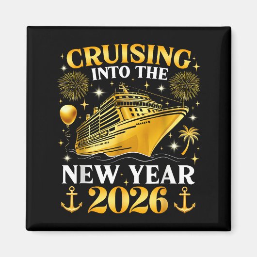 Funny Cruising Into 2026 New Year Matching Family  マグネット (正面)