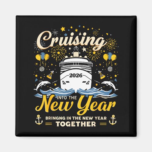 Funny Cruising Into 2026 New Year Matching Family  マグネット (正面)