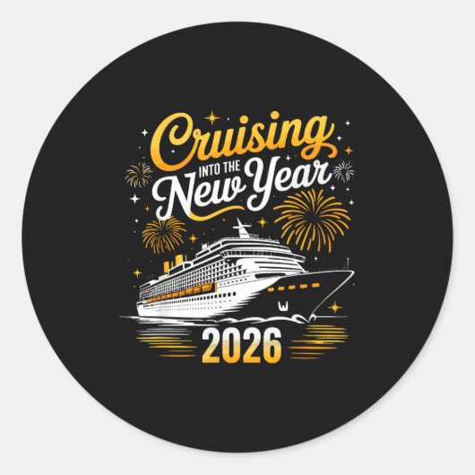 Funny Cruising Into 2026 New Year Matching Family ラウンドシール (正面)