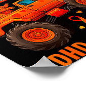 Funny Crush Adhd Awareness T-rex Monster Truck Kid ポスター (角)