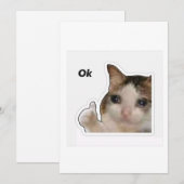 Funny Crying Cat Thumbs Up Meme Sticker - Ok Cat 招待状 (正面/裏面)