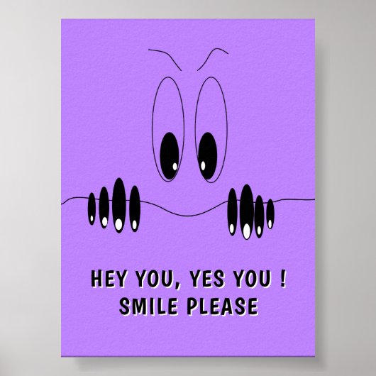 Funny Curiosity Eyes Poster Custom Text ポスター (正面)