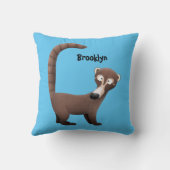Funny curious coatimundi cartoon illustration クッション (裏面)