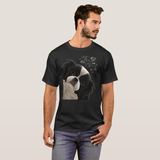Funny Curious Dog Japanese Chin Tシャツ (正面フル)